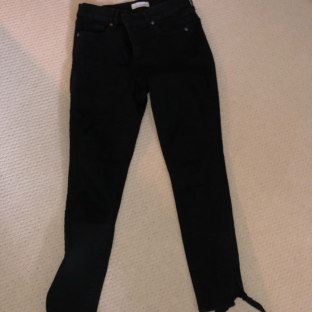 LOFT Black Skinny Jeans with Tie at Ankle